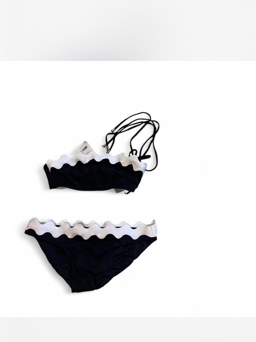 Seafolly Black and White Scallop Trim Bustier Bikini
